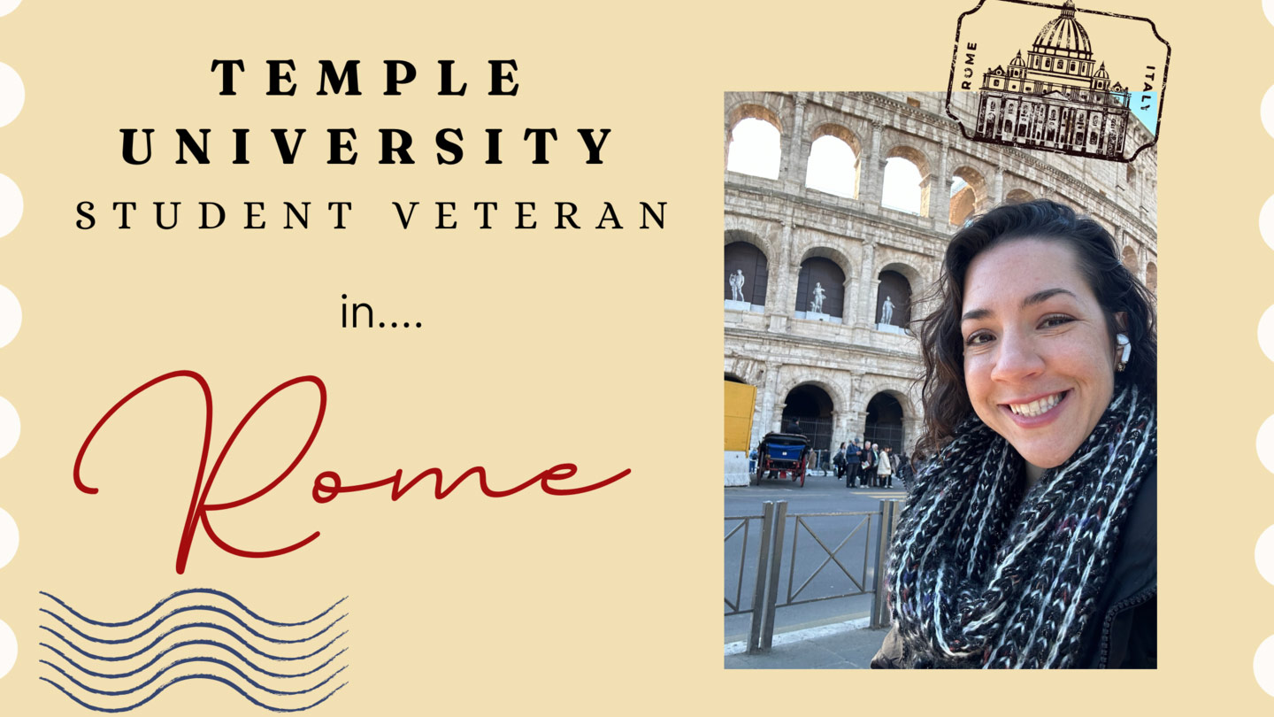 Student Jes Scott in front of the Colosseum in Rome.