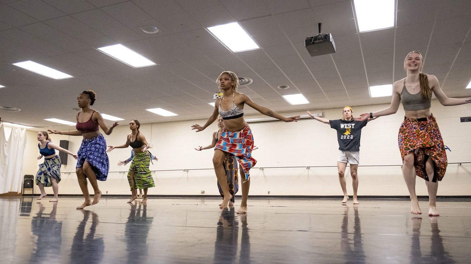 An image of students participating in a dance class.