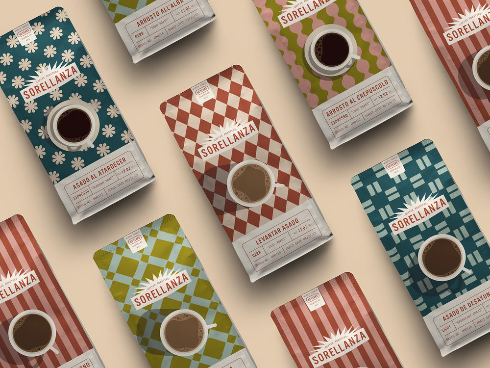 designs on coffee ground bags.